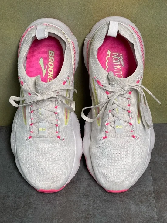 Brooks Glycerin StealthFit GTS 20 Women's Running Shoes Grey/Yellow/Pink Size 7B - Picture 7 of 15